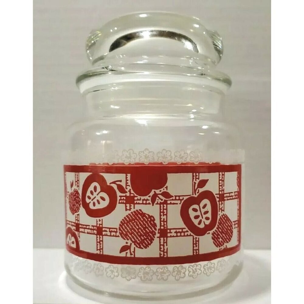 COUNTRY STYLE GLASS RED APPLE CANISTERS / JAR - Picture 3 of 7